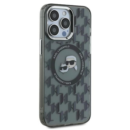 MagSafe-skal för Apple iPhone 15 Pro Max, Karl Lagerfeld, IML Monogram Karl & Choupette's Heads, Svart