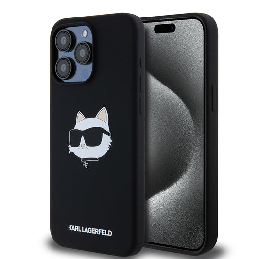 MagSafe-skal för Apple iPhone 15 Pro Max, Karl Lagerfeld, Silicone Choupette's Head, Svart