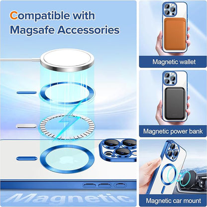 MagSafe-fodral för Apple iPhone 15 Pro Max, Techsuit, Luxury Crystal, Mörkblå