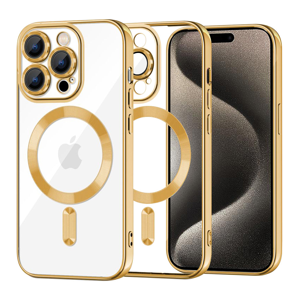 MagSafe-fodral för Apple iPhone 15 Pro Max, Techsuit, Luxury Crystal, Guld