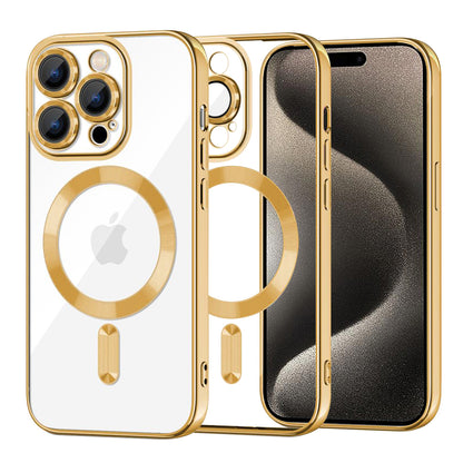 MagSafe-fodral för Apple iPhone 15 Pro Max, Techsuit, Luxury Crystal, Guld