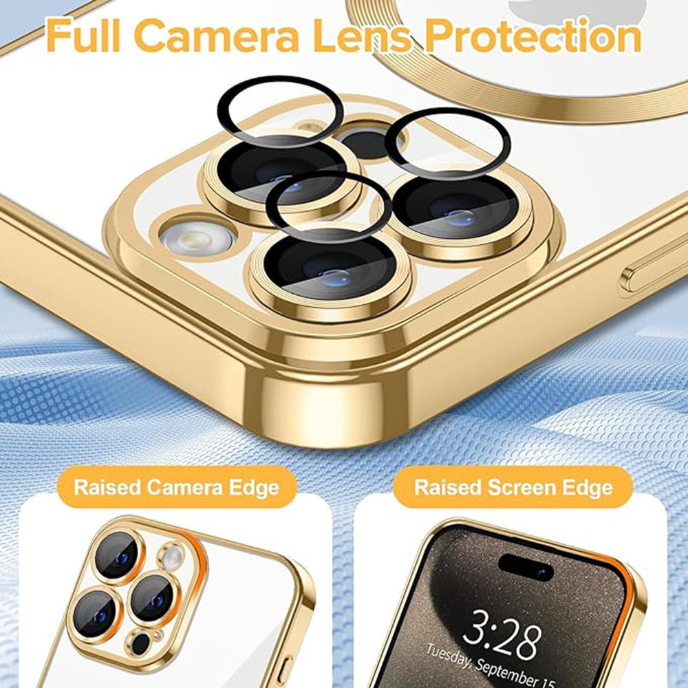 MagSafe-fodral för Apple iPhone 15 Pro Max, Techsuit, Luxury Crystal, Guld
