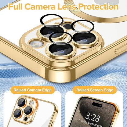 MagSafe-fodral för Apple iPhone 15 Pro Max, Techsuit, Luxury Crystal, Guld