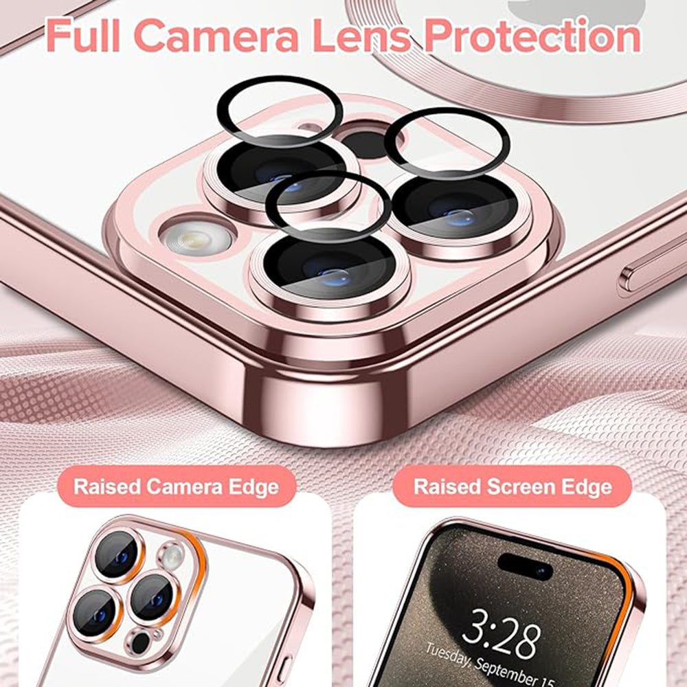 MagSafe-fodral för Apple iPhone 15 Pro Max, Techsuit, Luxury Crystal, Rosa