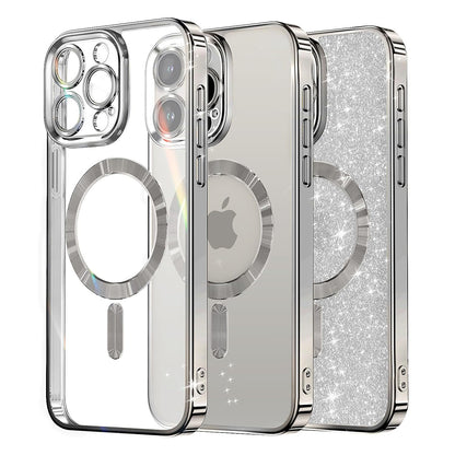 MagSafe-fodral för Apple iPhone 15 Pro Max, Techsuit, Luxury Glitter, Silver