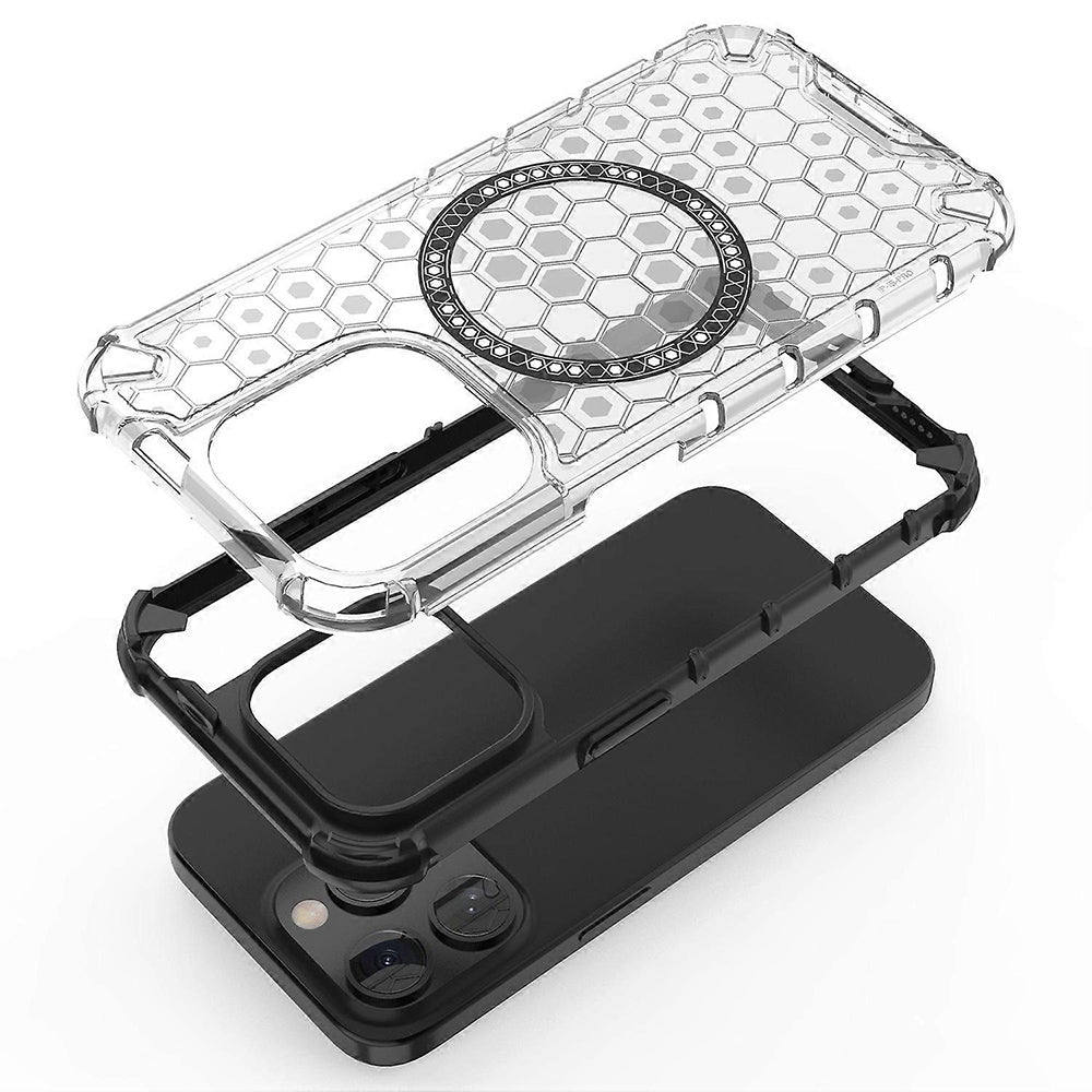 MagSafe-fodral för Apple iPhone 15 Pro, Techsuit, HoneyComb Shield, Vit