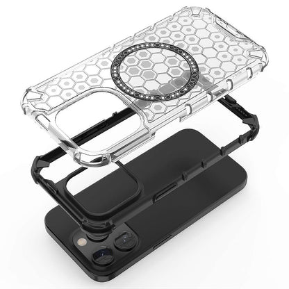 MagSafe-fodral för Apple iPhone 15 Pro, Techsuit, HoneyComb Shield, Vit