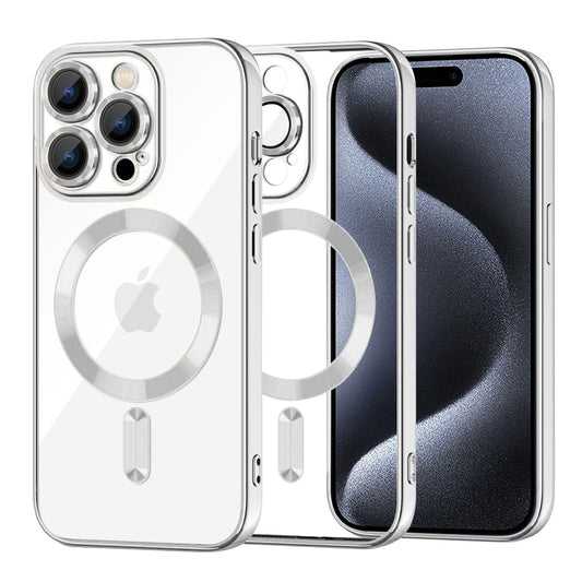 MagSafe-fodral för Apple iPhone 15 Pro, Techsuit, Luxury Crystal, Silver