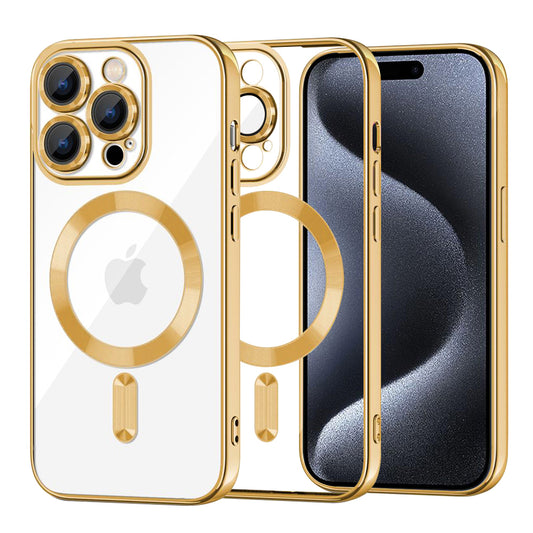 MagSafe-fodral för Apple iPhone 15 Pro, Techsuit, Luxury Crystal, Guld