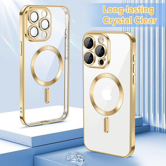 MagSafe-fodral för Apple iPhone 15 Pro, Techsuit, Luxury Crystal, Guld
