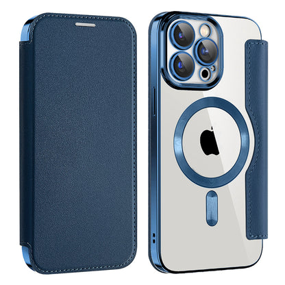 MagSafe Case for Apple iPhone 15 Pro, Techsuit, SmartMag Book, Blue