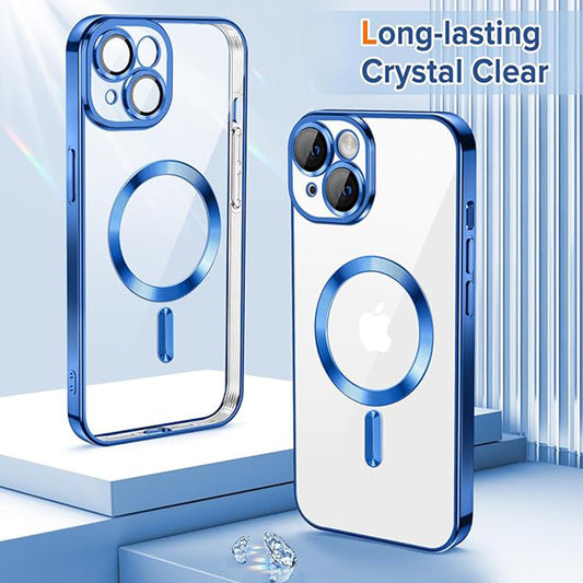 MagSafe-fodral för Apple iPhone 15, Techsuit, Luxury Crystal, Mörkblå