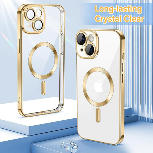 MagSafe-fodral för Apple iPhone 15, Techsuit, Luxury Crystal, Guld