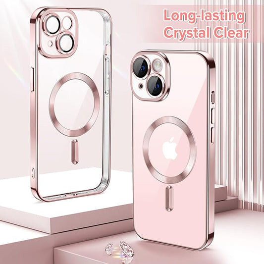 MagSafe-fodral för Apple iPhone 15, Techsuit, Luxury Crystal, Rosa