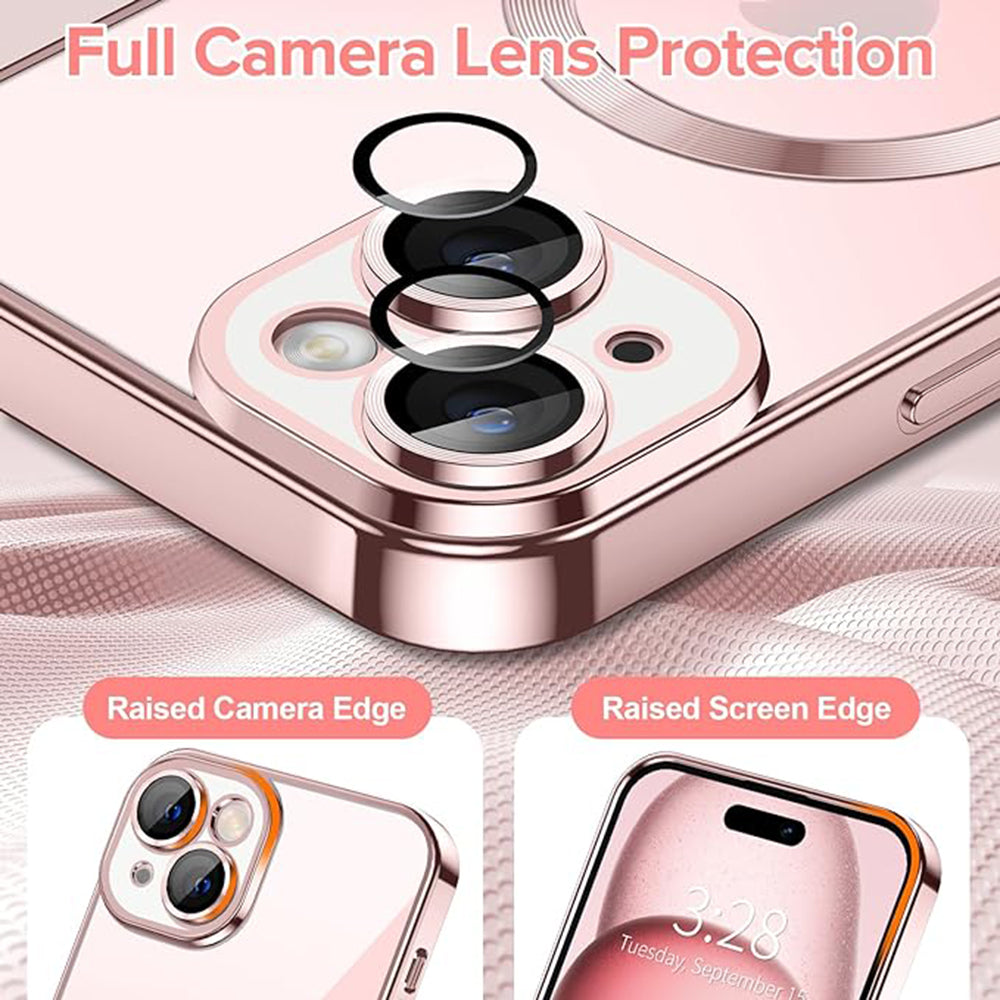 MagSafe-fodral för Apple iPhone 15, Techsuit, Luxury Crystal, Rosa