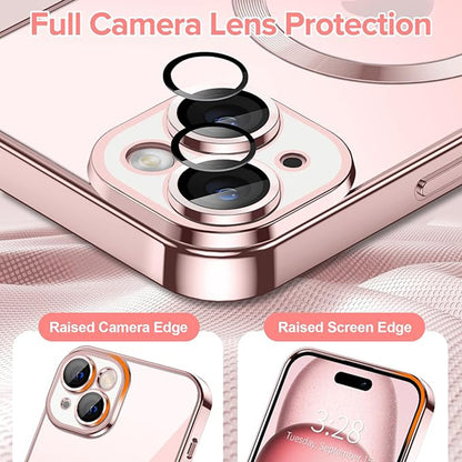MagSafe-fodral för Apple iPhone 15, Techsuit, Luxury Crystal, Rosa