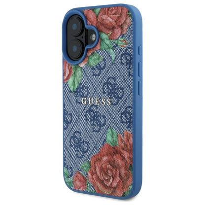 MagSafe-skal för Apple iPhone 16, Guess, 4G Flowers Print, Blå