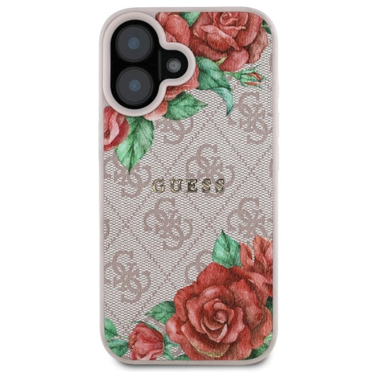 MagSafe-skal för Apple iPhone 16, Guess, 4G Flowers Print, Rosa