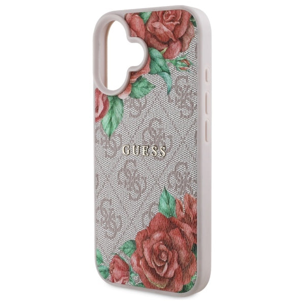 MagSafe-skal för Apple iPhone 16, Guess, 4G Flowers Print, Rosa