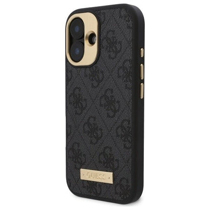 MagSafe-skal för Apple iPhone 16, Guess, 4G Logo Plate, Svart