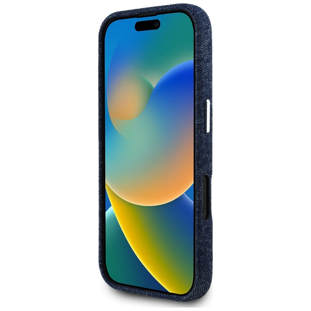 MagSafe-skal för Apple iPhone 16, Guess, Denim Triangle Logo, Blå