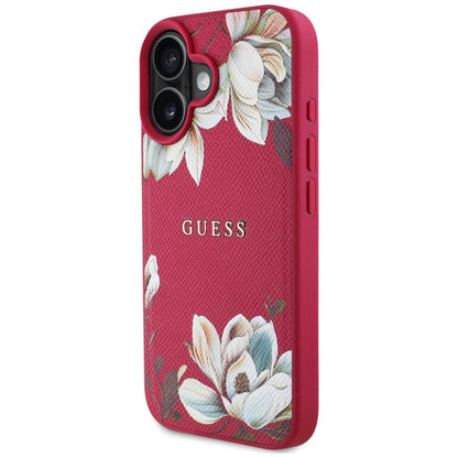 MagSafe-skal för Apple iPhone 16, Guess, Grained Flowers, Fuchsia