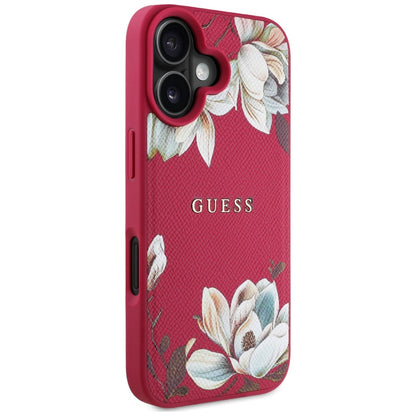 MagSafe-skal för Apple iPhone 16, Guess, Grained Flowers, Fuchsia