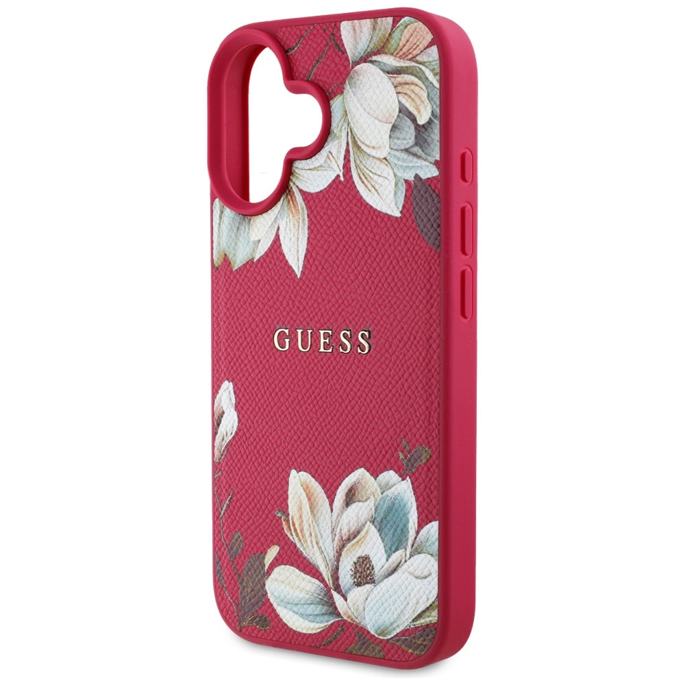 MagSafe-skal för Apple iPhone 16, Guess, Grained Flowers, Fuchsia