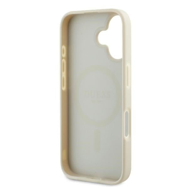 MagSafe-fodral för Apple iPhone 16, Guess, Grained Gold Ring, Beige