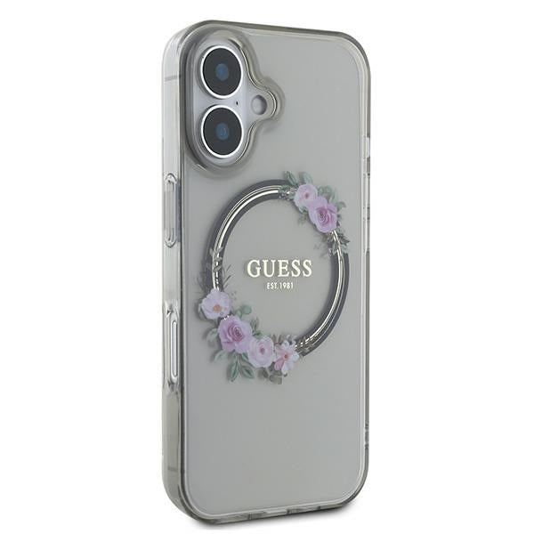 MagSafe-skal för Apple iPhone 16, Guess, IML Flowers Wreath, Svart