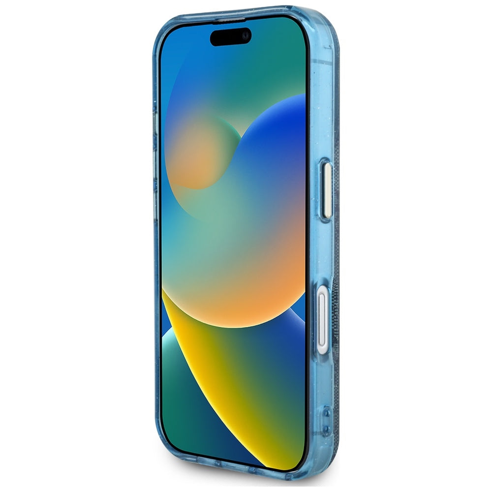 MagSafe-skal för Apple iPhone 16, Guess, IML Glitter 4G Circle Triangle, Blå