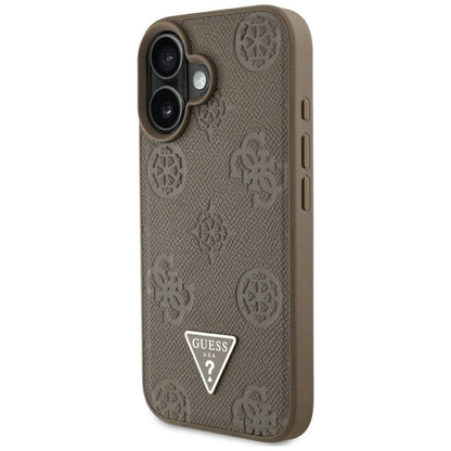 MagSafe-skal för Apple iPhone 16, Guess, Peony Grained Hot Stamp Triangle, Brun