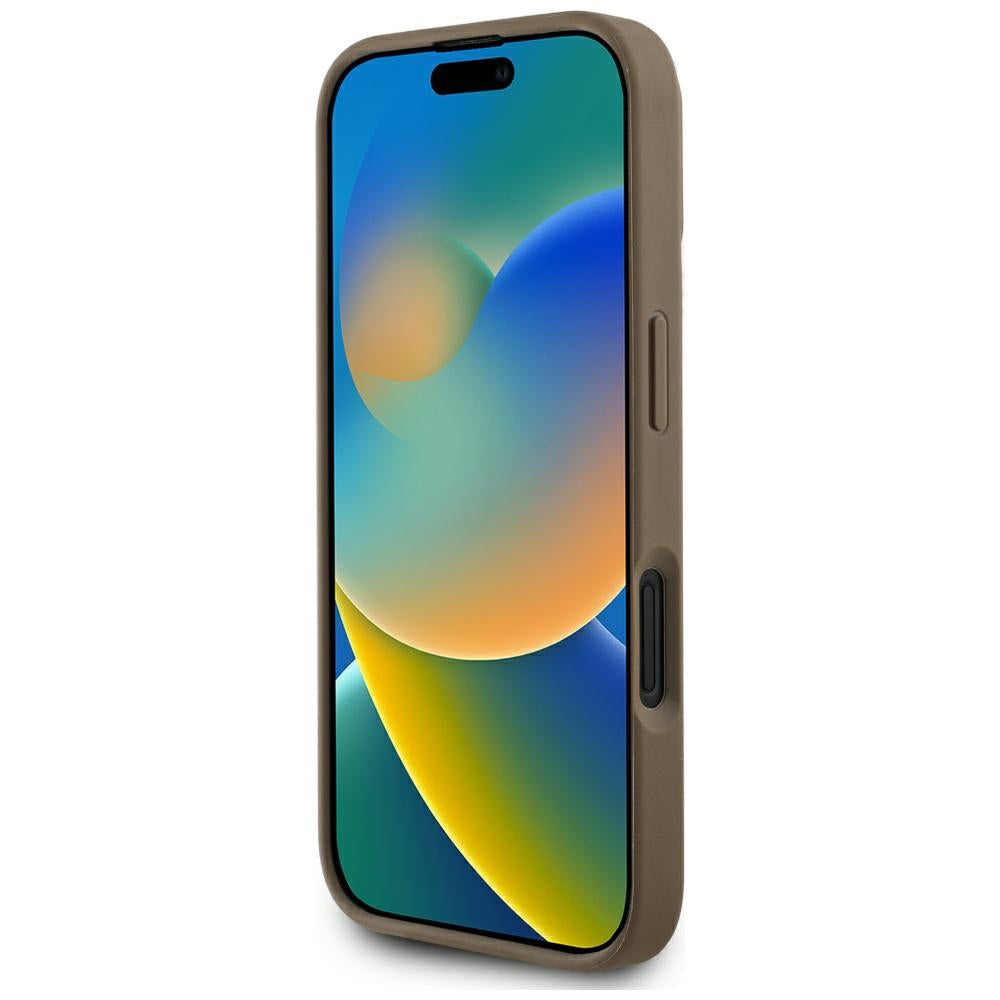 MagSafe-skal för Apple iPhone 16, Guess, Peony Grained Hot Stamp Triangle, Brun