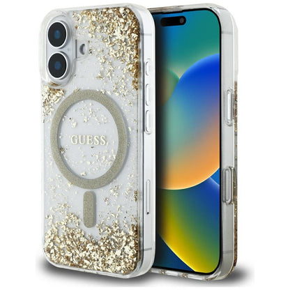 MagSafe-skal för Apple iPhone 16, Guess, Resin Bottom Glitter, Guld