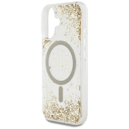 MagSafe-skal för Apple iPhone 16, Guess, Resin Bottom Glitter, Guld