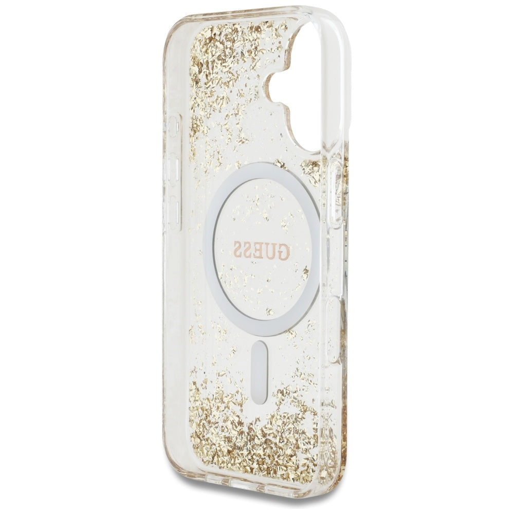 MagSafe-skal för Apple iPhone 16, Guess, Resin Bottom Glitter, Guld