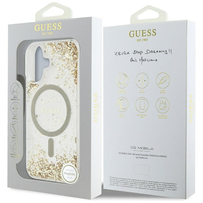 MagSafe-skal för Apple iPhone 16, Guess, Resin Bottom Glitter, Guld