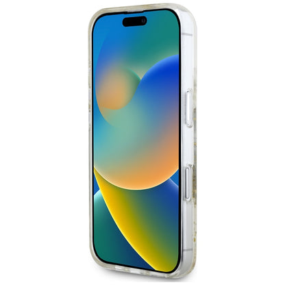 MagSafe-fodral för Apple iPhone 16, Guess, Resin Flowers and Glitter, Beige