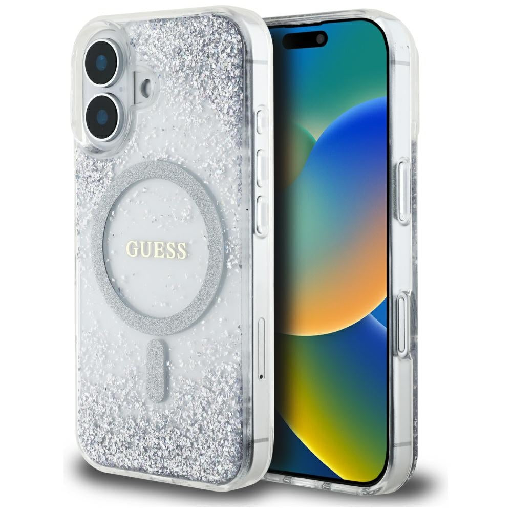 MagSafe-skal för Apple iPhone 16, Guess, Resin Gradient Glitter, Silver