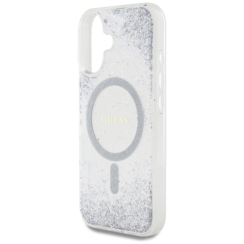 MagSafe-skal för Apple iPhone 16, Guess, Resin Gradient Glitter, Silver