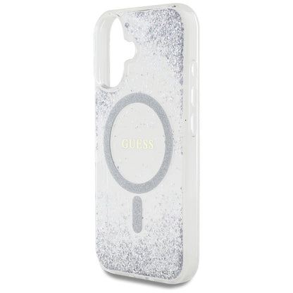 MagSafe-skal för Apple iPhone 16, Guess, Resin Gradient Glitter, Silver