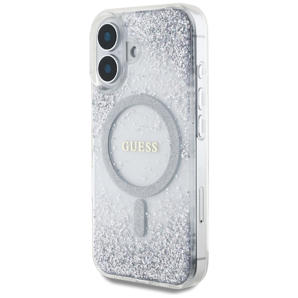 MagSafe-skal för Apple iPhone 16, Guess, Resin Gradient Glitter, Silver