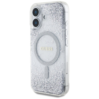 MagSafe-skal för Apple iPhone 16, Guess, Resin Gradient Glitter, Silver