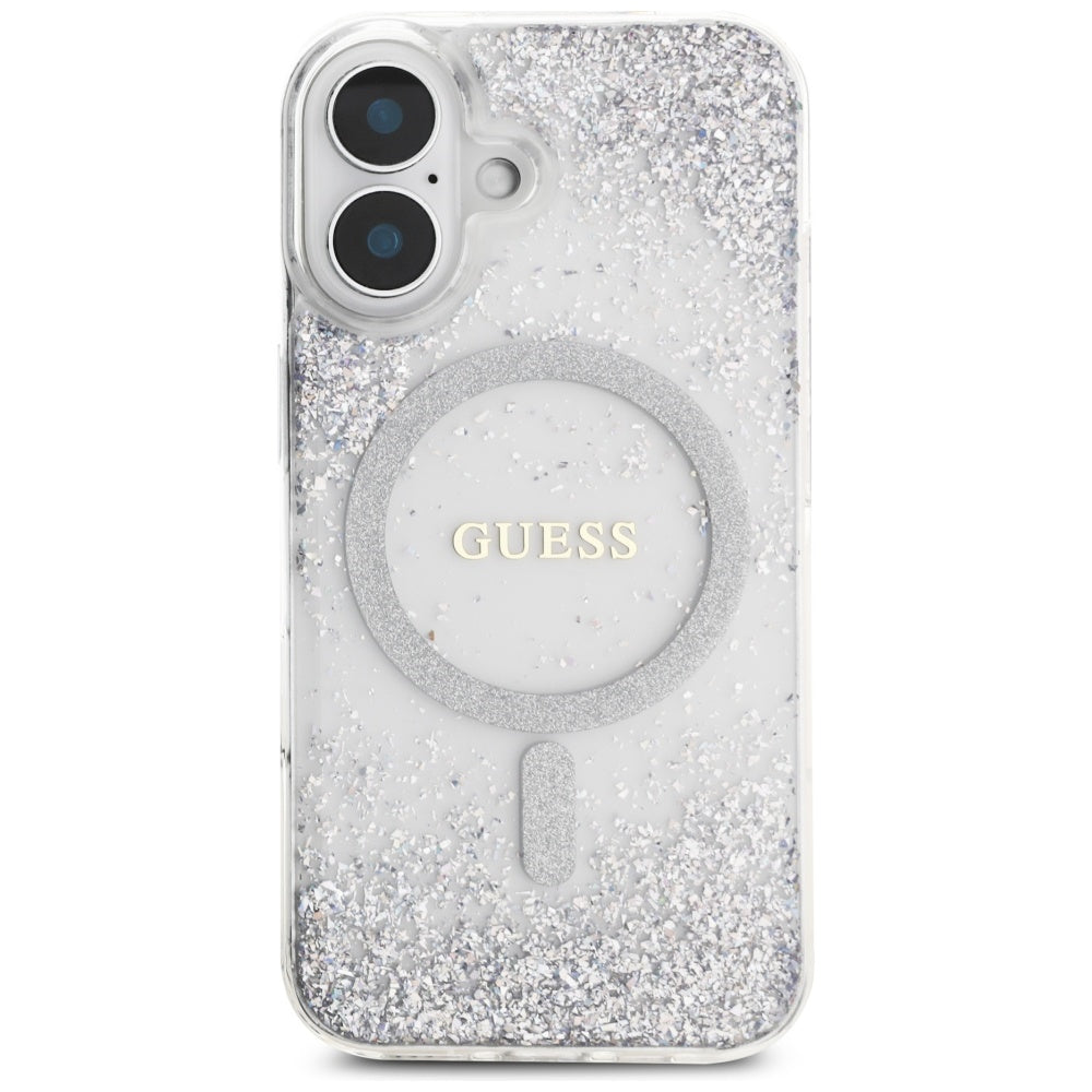 MagSafe-skal för Apple iPhone 16, Guess, Resin Gradient Glitter, Silver