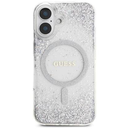 MagSafe-skal för Apple iPhone 16, Guess, Resin Gradient Glitter, Silver