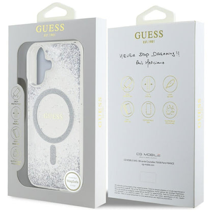 MagSafe-skal för Apple iPhone 16, Guess, Resin Gradient Glitter, Silver