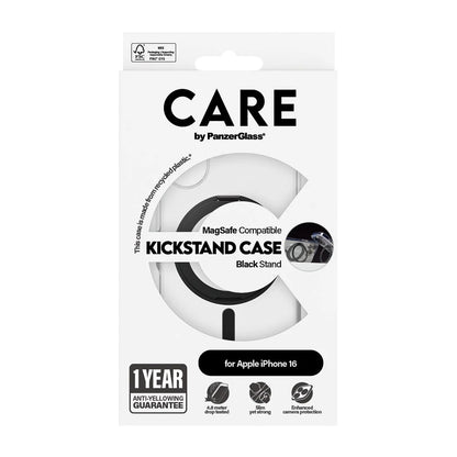 MagSafe-skal för Apple iPhone 16, PanzerGlass, Care Feature Kickstand, Svart Transparent