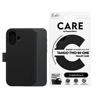 MagSafe-skal för Apple iPhone 16, PanzerGlass, Care Feature Tango Two-in-One, Svart