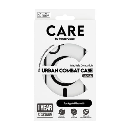 MagSafe-skal för Apple iPhone 16, PanzerGlass, Care Urban Combat, Svart Transparent