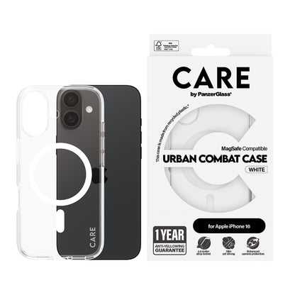 MagSafe-skal för Apple iPhone 16, PanzerGlass, Care Urban Combat, Transparent Vit